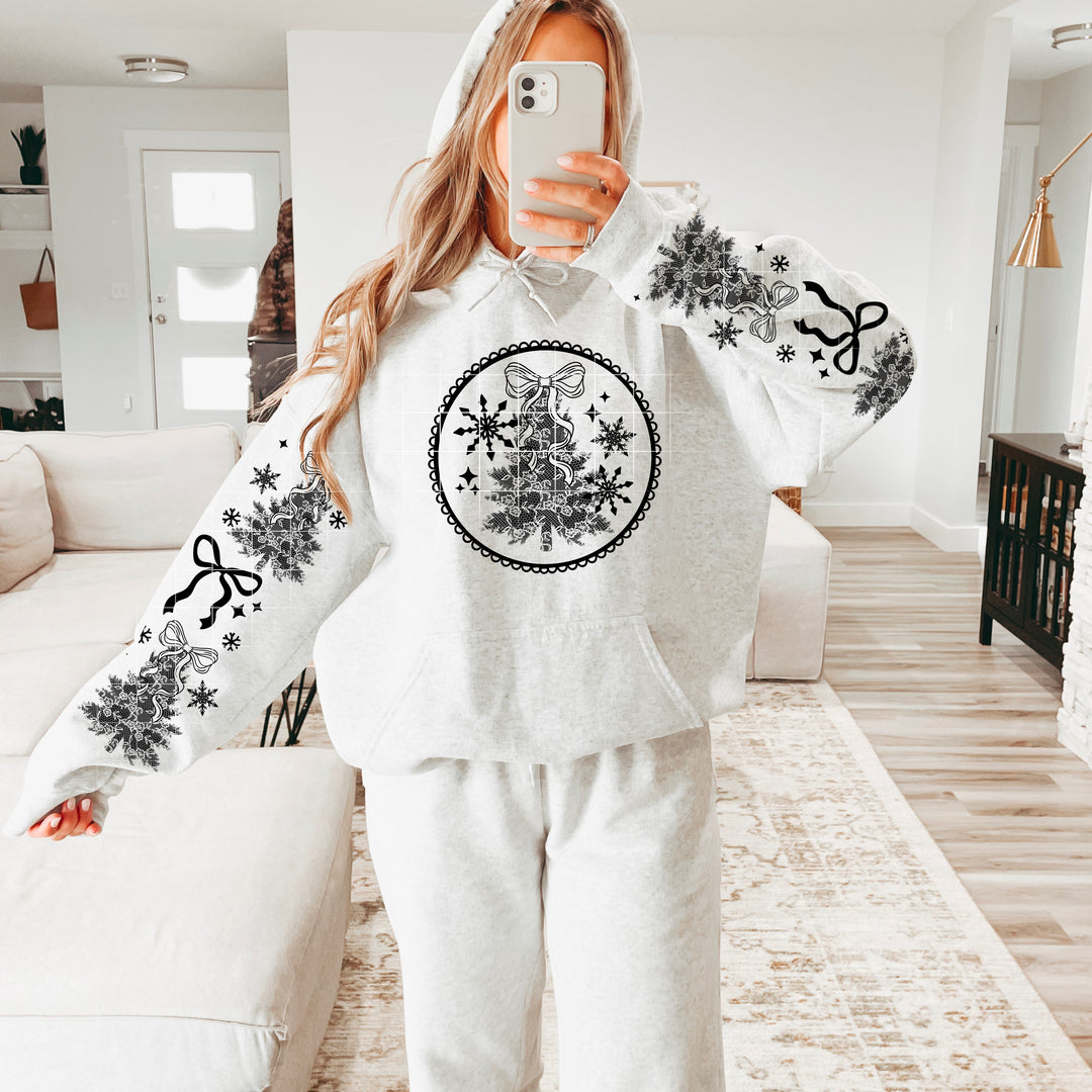 Lace Tree Circle Single Color Black DTF transfer design – image 1