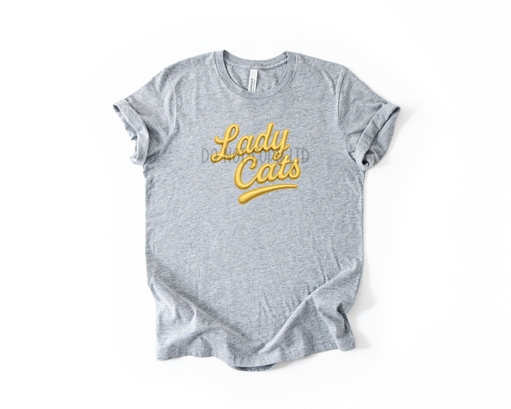 Lady Cats Faux Puff Gold DTF transfer design – image 1