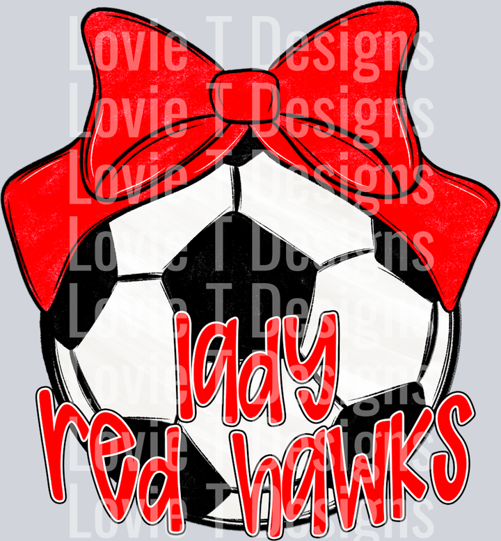 LADY RED HAWKS SOCCER WITH RED BOW