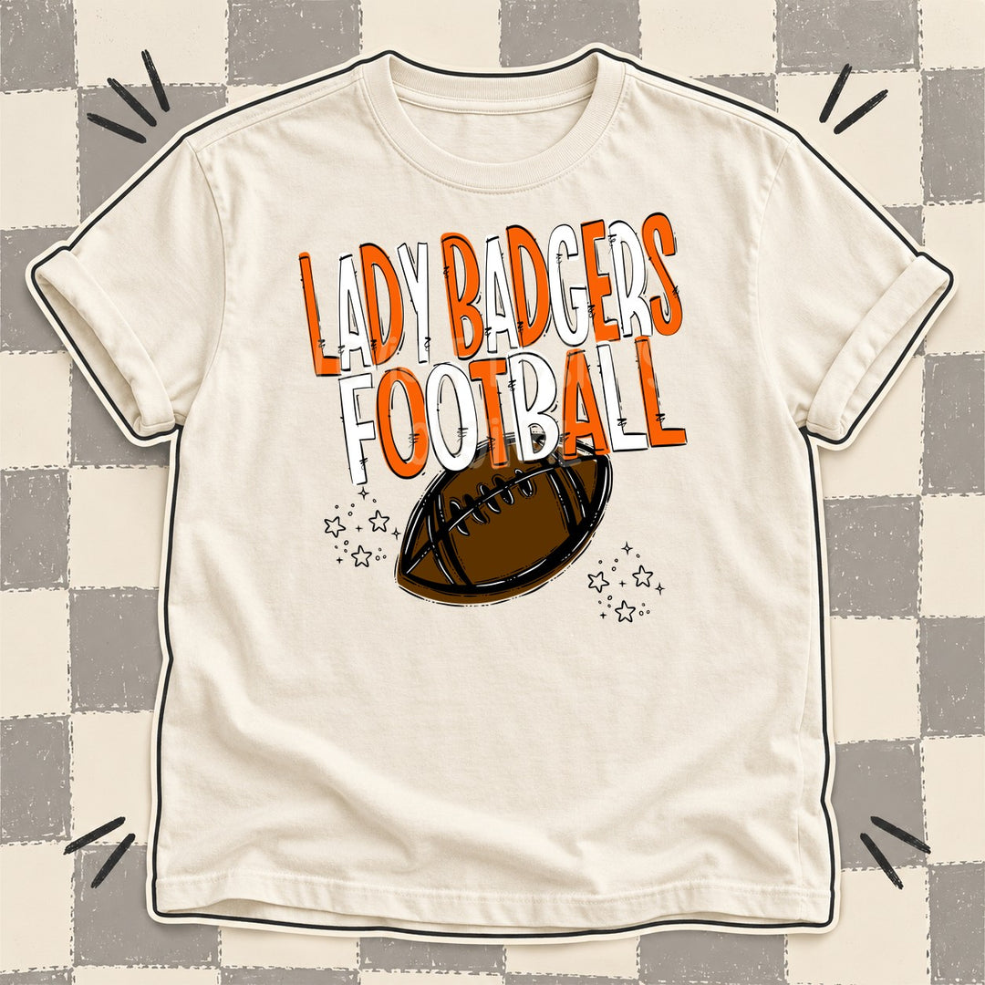 Lady Badgers Orange White Team Go Football Mascots DTF transfer mockup