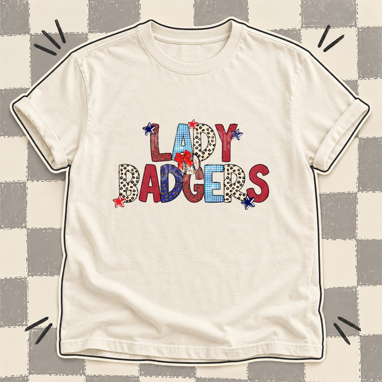 Mixed Doodle Baseball Mascots – Leopard Red Navy Lady Badgers design