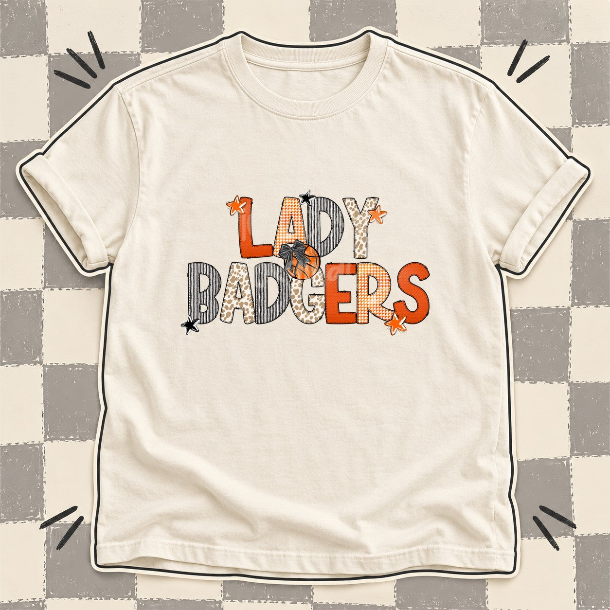 Mixed Doodle Basketball Mascots – Hoops Houndstooth Lady Badgers design
