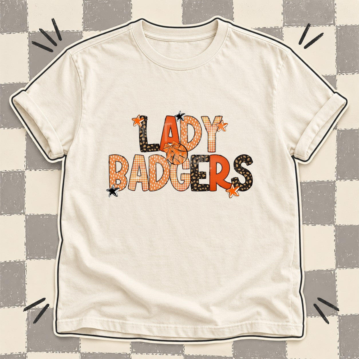 Mixed Doodle Basketball Mascots – Leopard Court Lady Badgers design