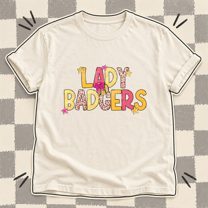 Lady Badgers Mixed Doodle Softball Mascots – Stitched Softball DTF transfer mockup