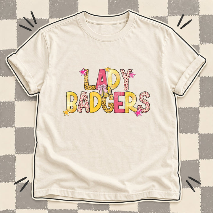 Lady Badgers Mixed Doodle Softball Mascots – Sunshine Leopard DTF transfer mockup