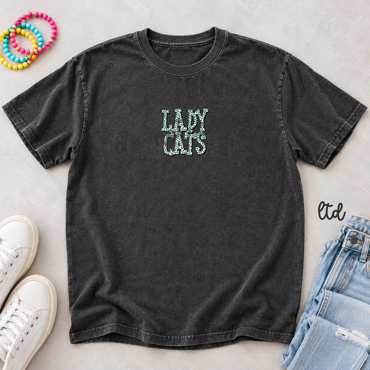 Polka Dot Mascots Lady Cats Dark Green design