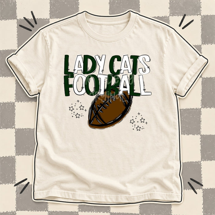 Lady Cats Dark Green White Team Go Football Mascots DTF transfer mockup