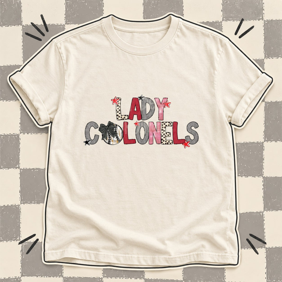 Lady Colonels Mixed Doodle Baseball Mascots – Stitched Ballpark DTF transfer mockup
