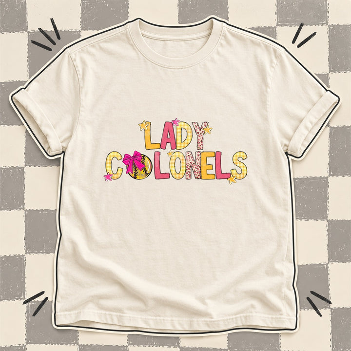 Lady Colonels Mixed Doodle Softball Mascots – Stitched Softball DTF transfer mockup