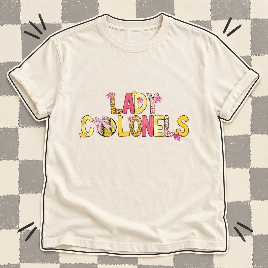 Lady Colonels Mixed Doodle Softball Mascots – Sunshine Leopard DTF transfer mockup