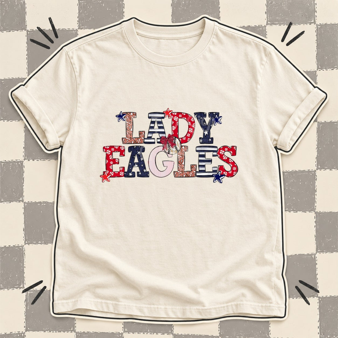 Lady Eagles Mixed Doodle Baseball Mascots – Ballpark Classic DTF transfer mockup