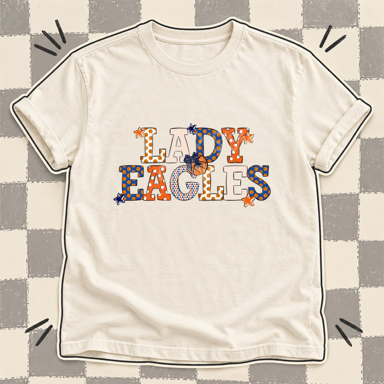 Mixed Doodle Basketball Mascots – Court Classic Lady Eagles design