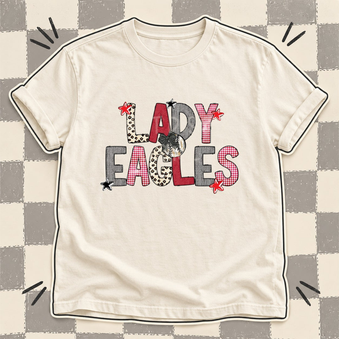 Lady Eagles Mixed Doodle Baseball Mascots – Stitched Ballpark DTF transfer mockup