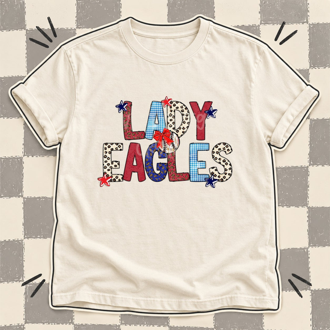 Lady Eagles Mixed Doodle Baseball Mascots – Leopard Red Navy DTF transfer mockup