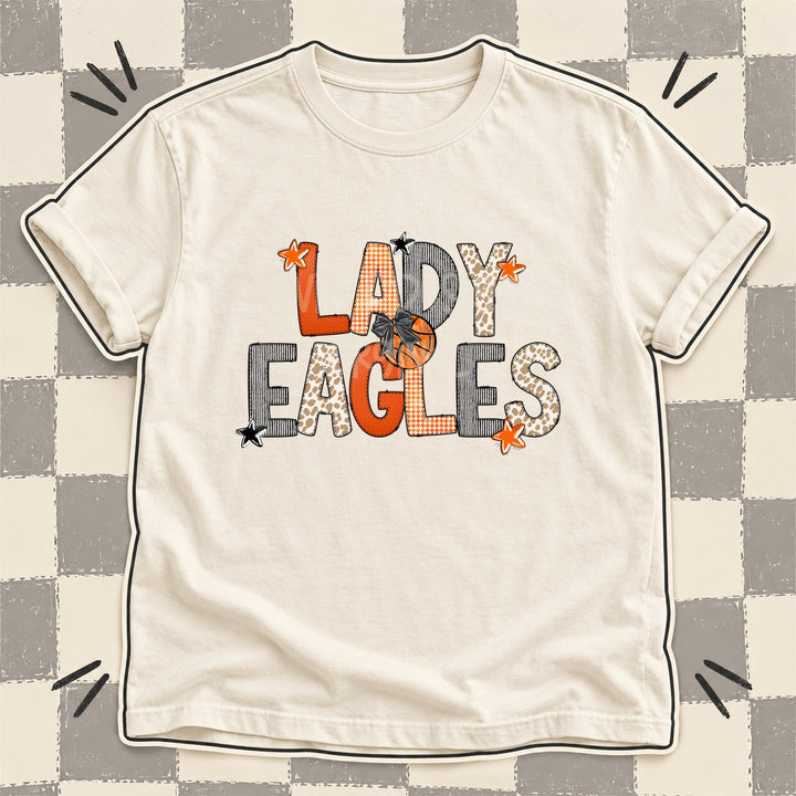 Lady Eagles Mixed Doodle Basketball Mascots – Hoops Houndstooth DTF transfer mockup