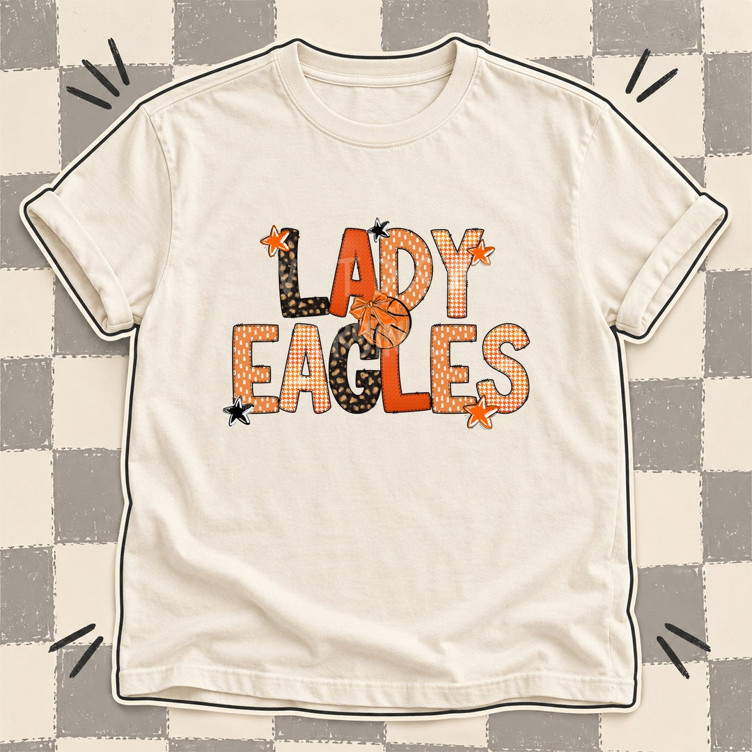 Lady Eagles Mixed Doodle Basketball Mascots – Leopard Court DTF transfer mockup