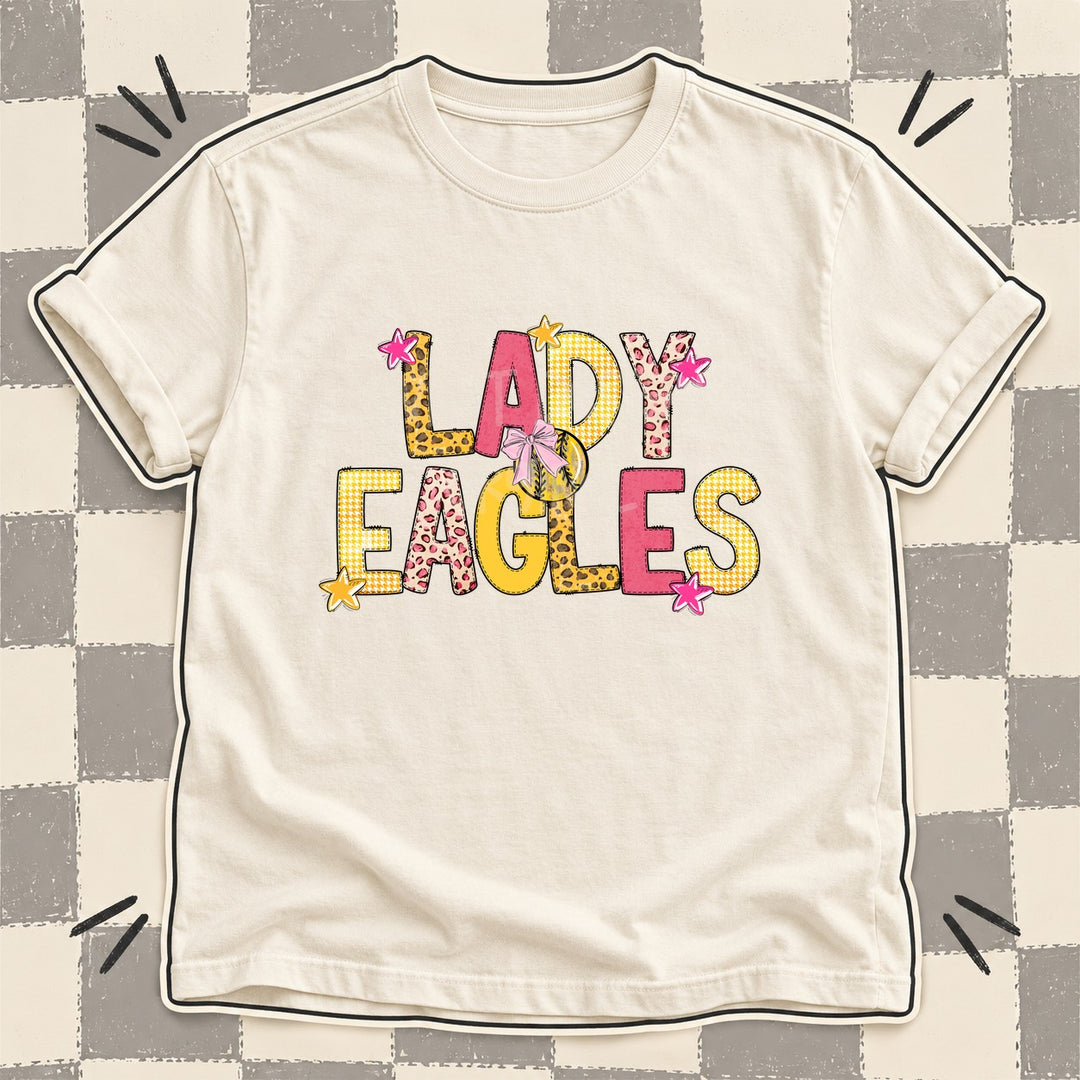 Lady Eagles Mixed Doodle Softball Mascots – Sunshine Leopard DTF transfer mockup