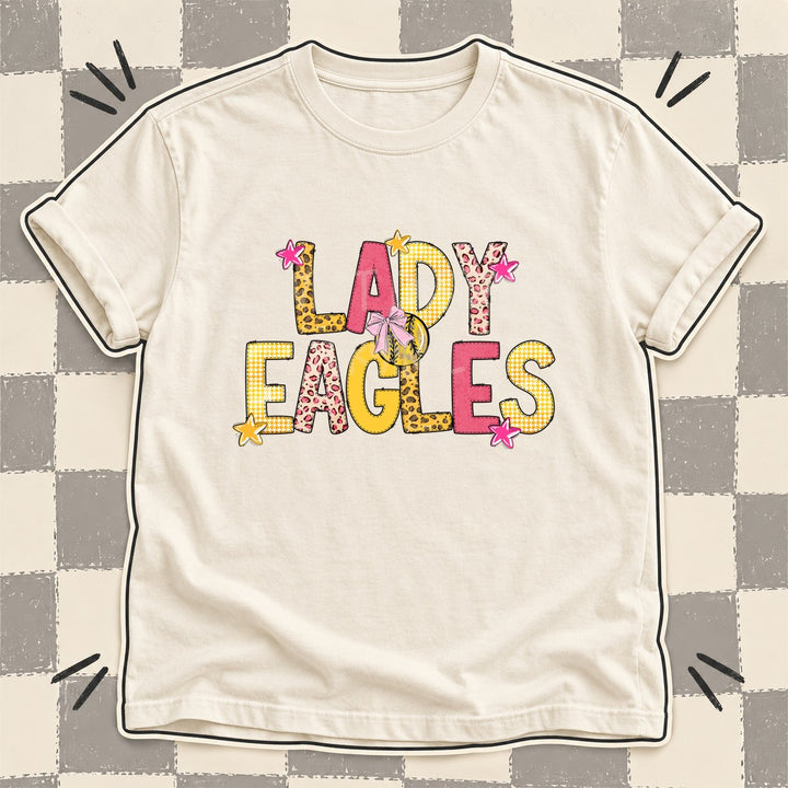 Lady Eagles Mixed Doodle Softball Mascots – Sunshine Leopard DTF transfer mockup