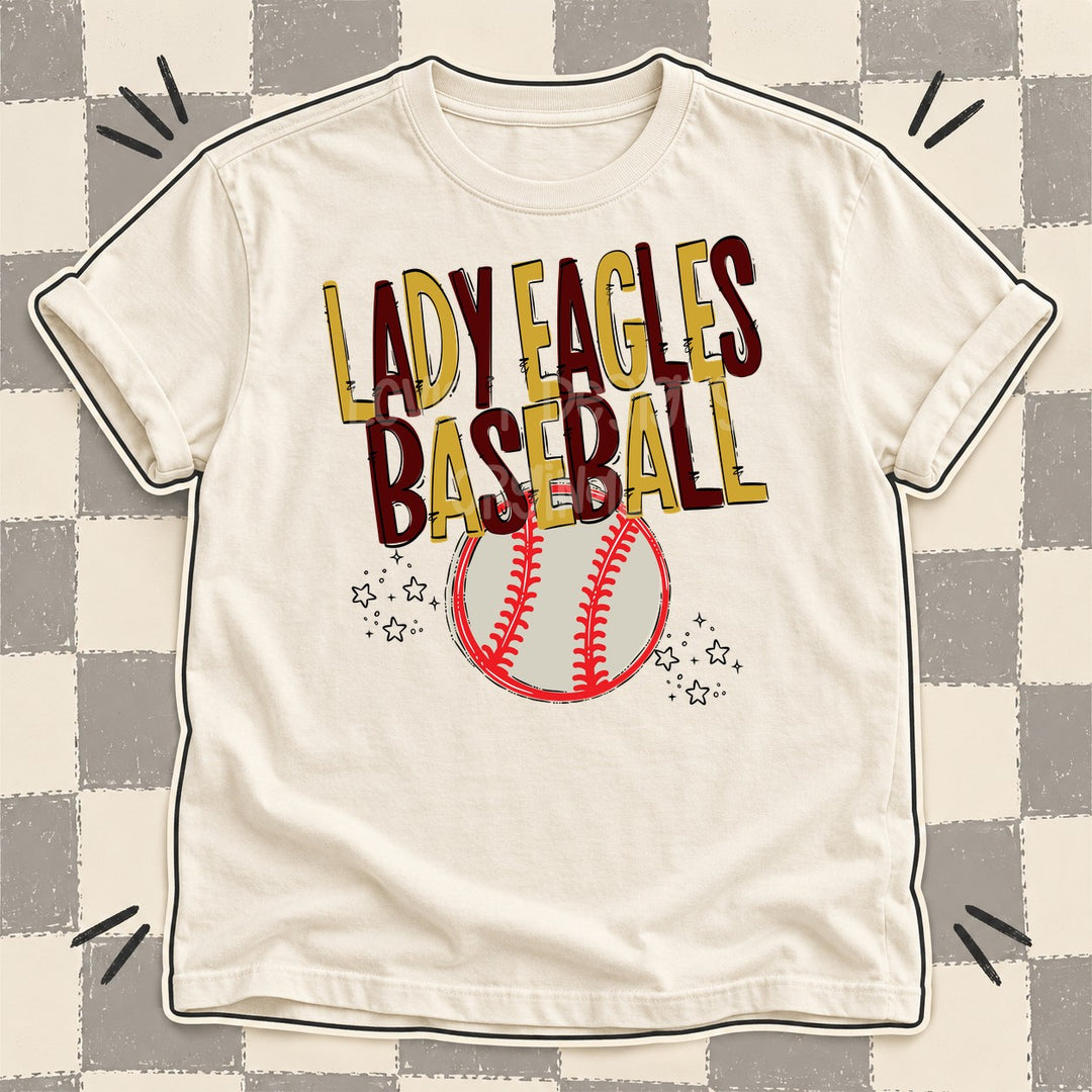 Lady Eagles Vegas Gold Maroon Team Go Baseball Mascots DTF transfer mockup