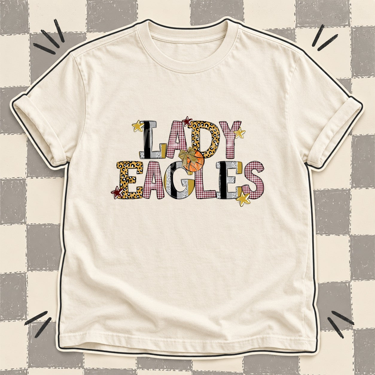 Mixed Doodle Basketball Mascots – Mascot Colors Lady Eagles Vegas Gold Maroon design
