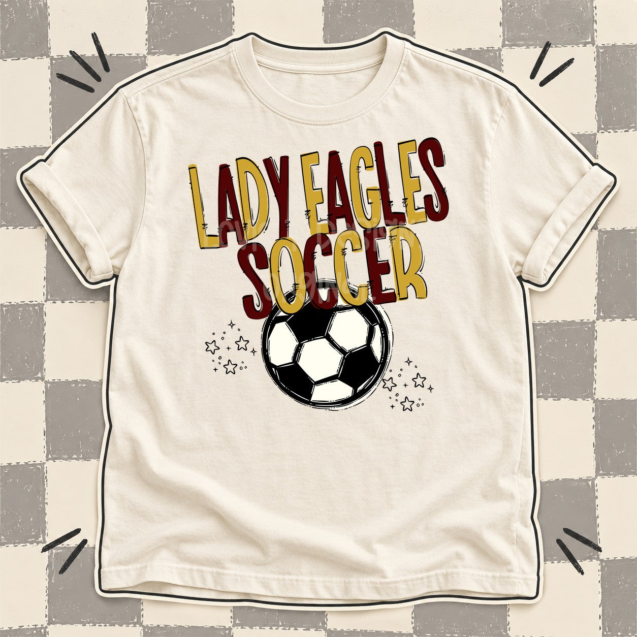 Team Go Soccer Mascots Lady Eagles Vegas Gold Maroon design