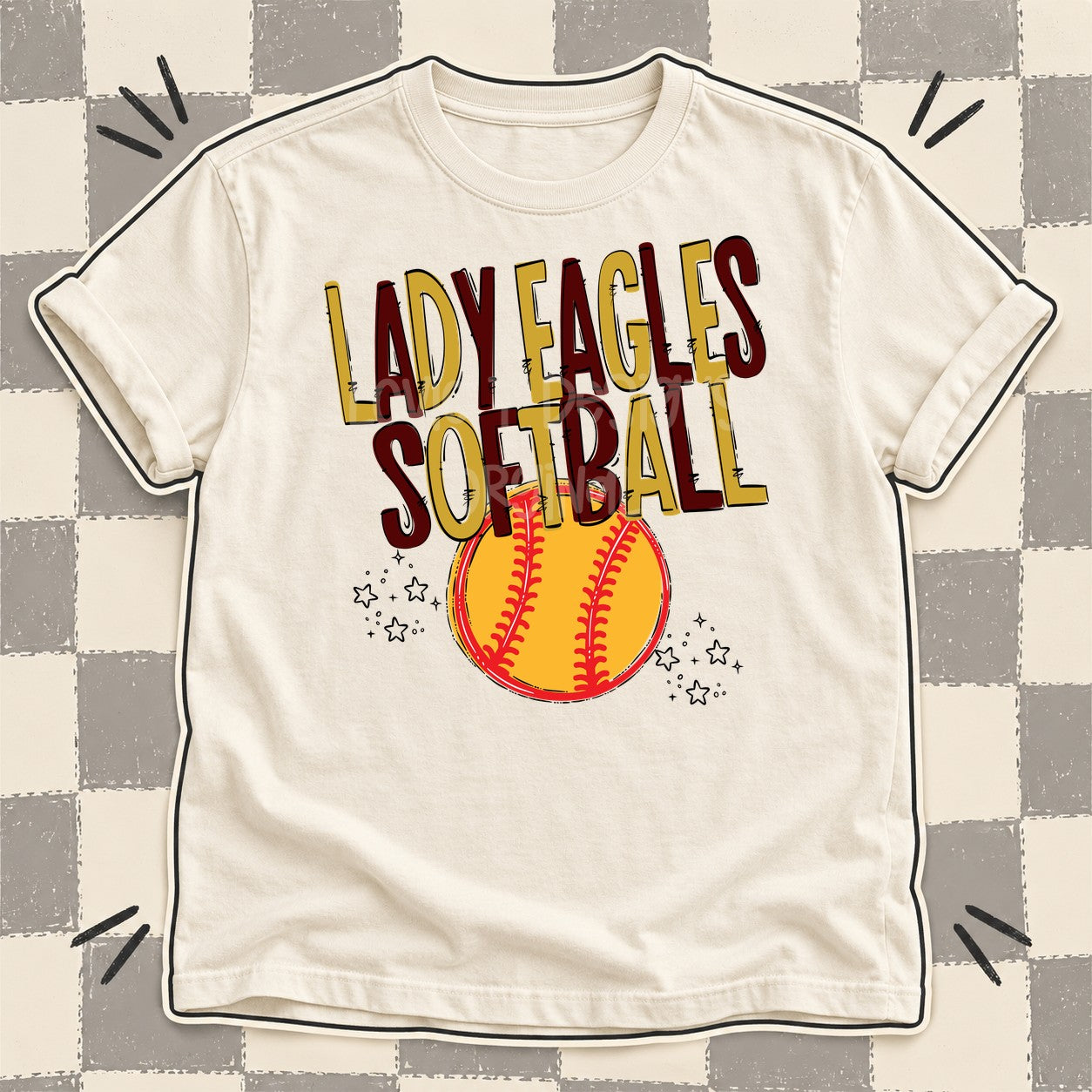 Team Go Softball Mascots Lady Eagles Vegas Gold Maroon design