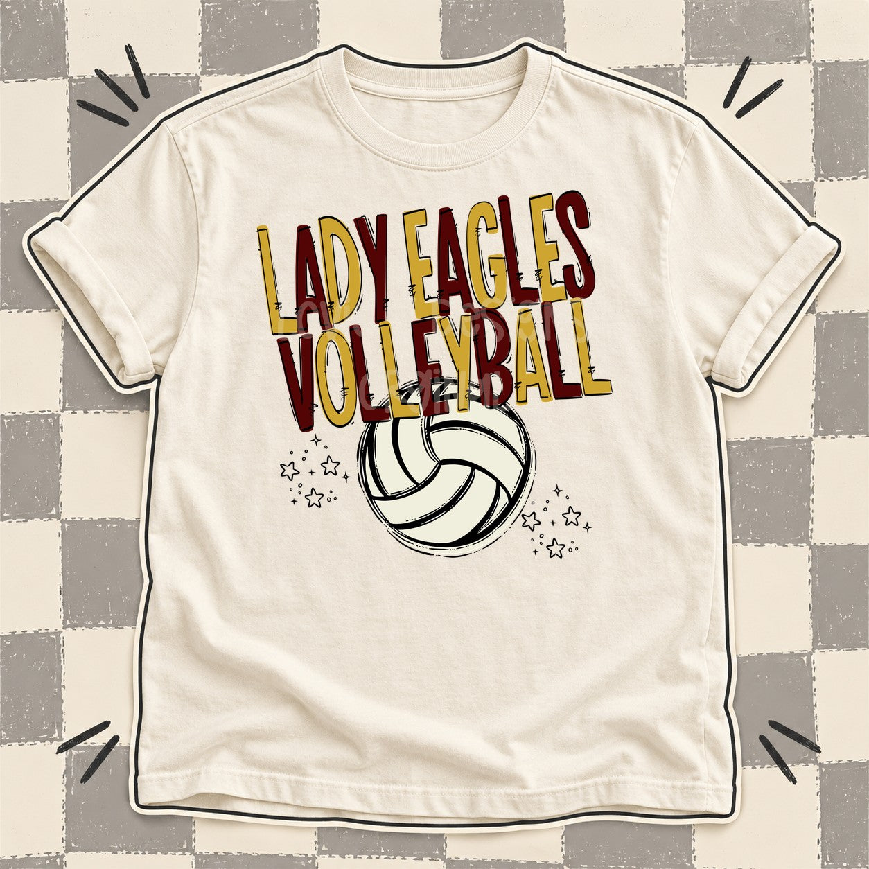 Team Go Volleyball Mascots Lady Eagles Vegas Gold Maroon design