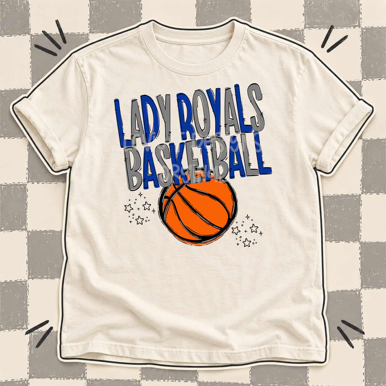 Team Go Basketball Mascots Lady Royals Royal Blue Gray design