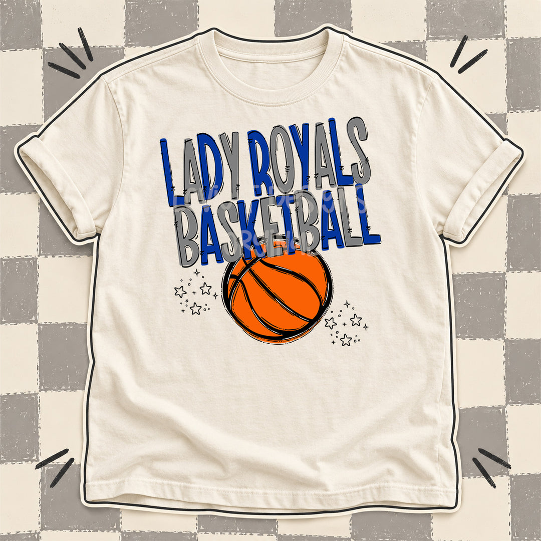 Lady Royals Royal Blue Gray Team Go Basketball Mascots DTF transfer