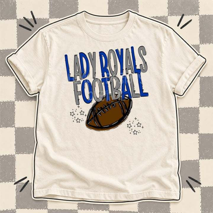 Lady Royals Royal Blue Gray Team Go Football Mascots DTF transfer mockup
