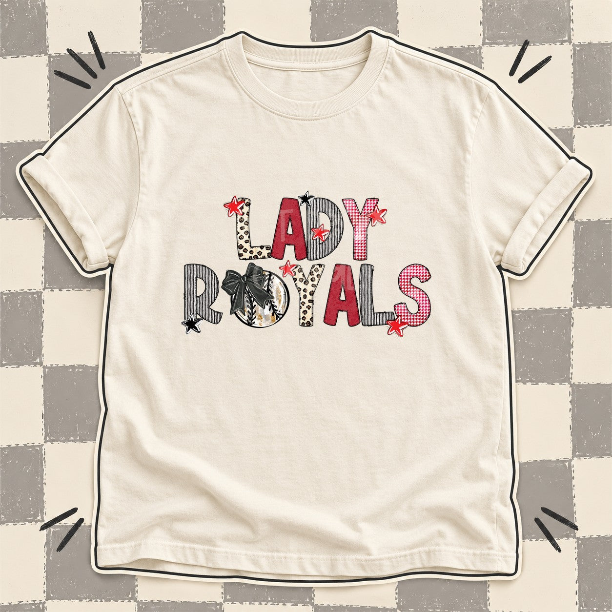 Mixed Doodle Baseball Mascots – Stitched Ballpark Lady Royals design