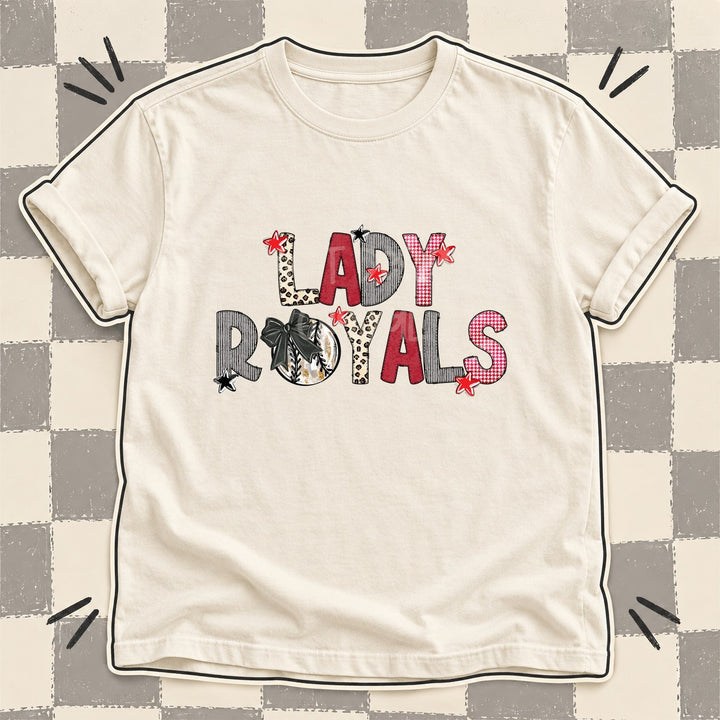 Lady Royals Mixed Doodle Baseball Mascots – Stitched Ballpark DTF transfer mockup