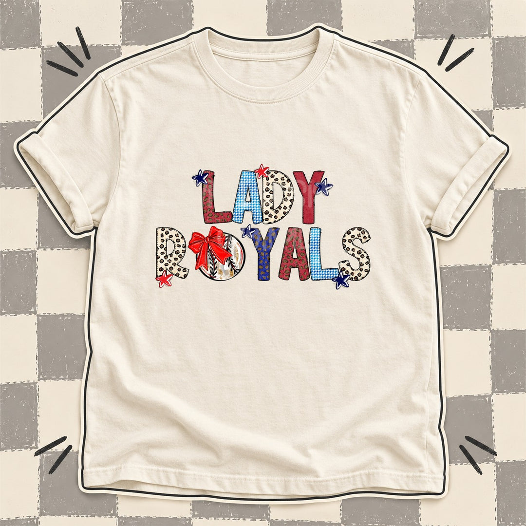 Lady Royals Mixed Doodle Baseball Mascots – Leopard Red Navy DTF transfer mockup