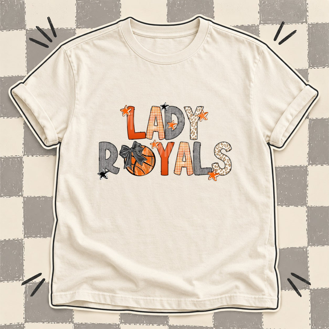 Lady Royals Mixed Doodle Basketball Mascots – Hoops Houndstooth DTF transfer mockup