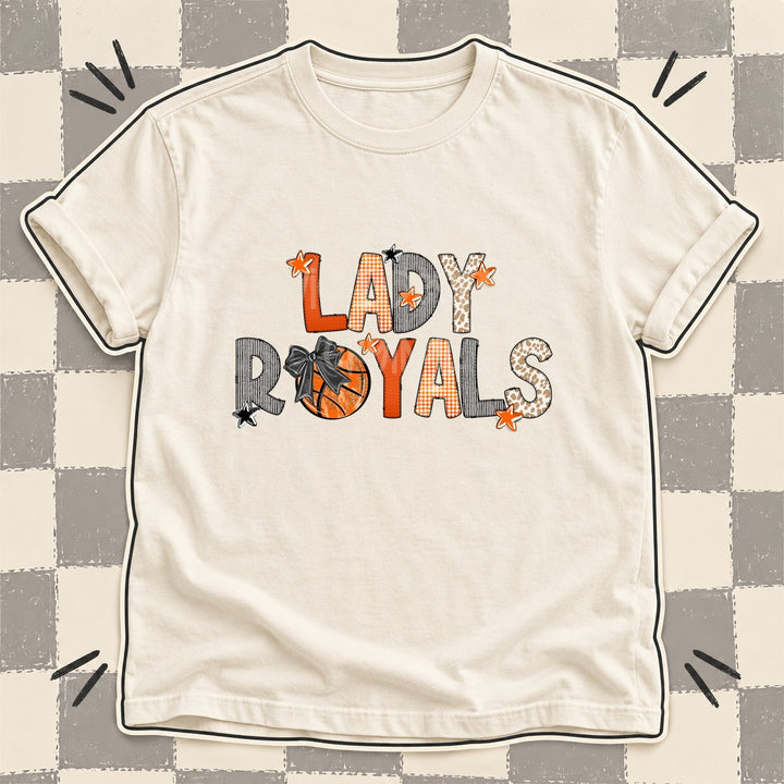 Lady Royals Mixed Doodle Basketball Mascots – Hoops Houndstooth DTF transfer mockup
