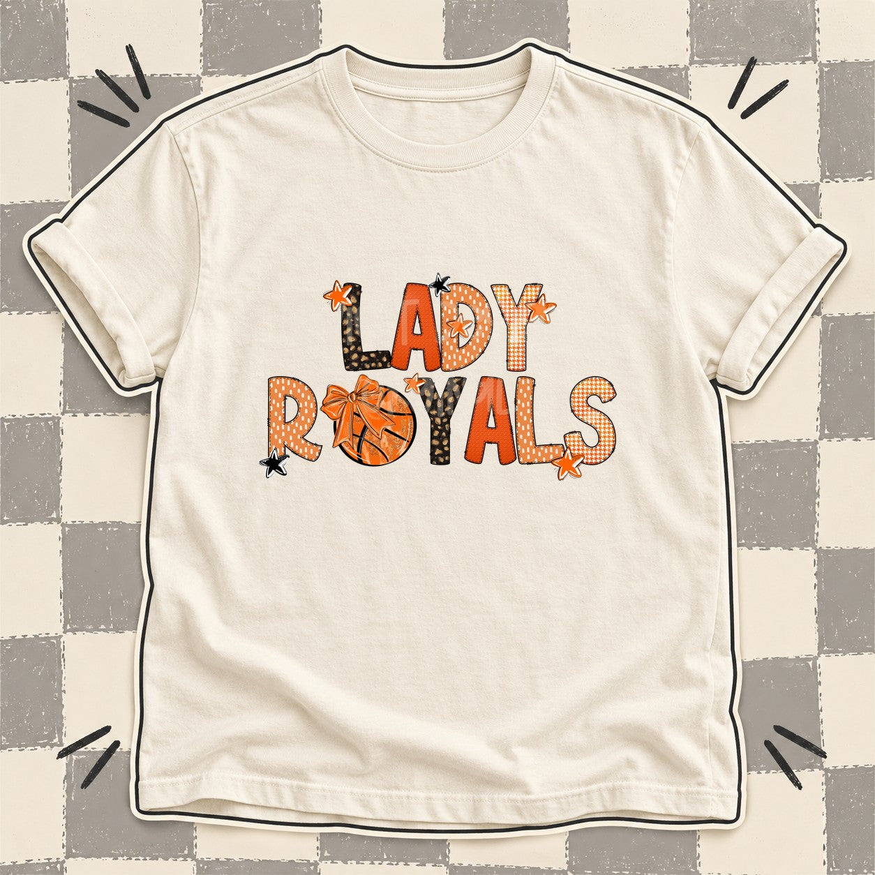 Mixed Doodle Basketball Mascots – Leopard Court Lady Royals design