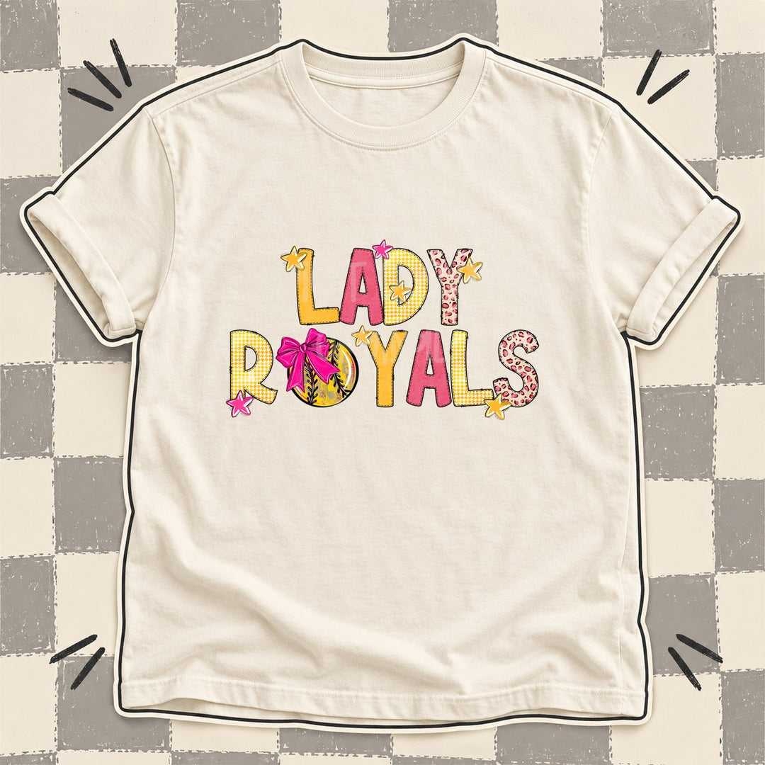 Lady Royals Mixed Doodle Softball Mascots – Stitched Softball DTF transfer mockup