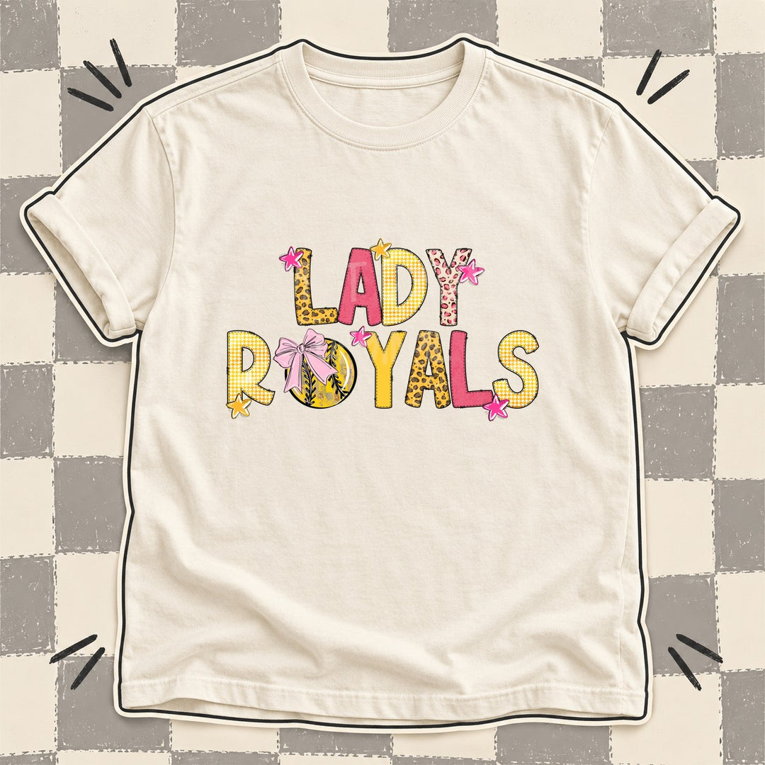 Lady Royals Mixed Doodle Softball Mascots – Sunshine Leopard DTF transfer mockup