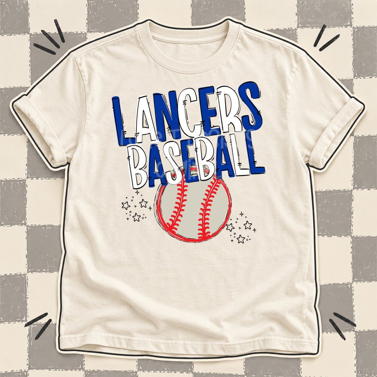 Team Go Baseball Mascots Lancers Royal Blue White design