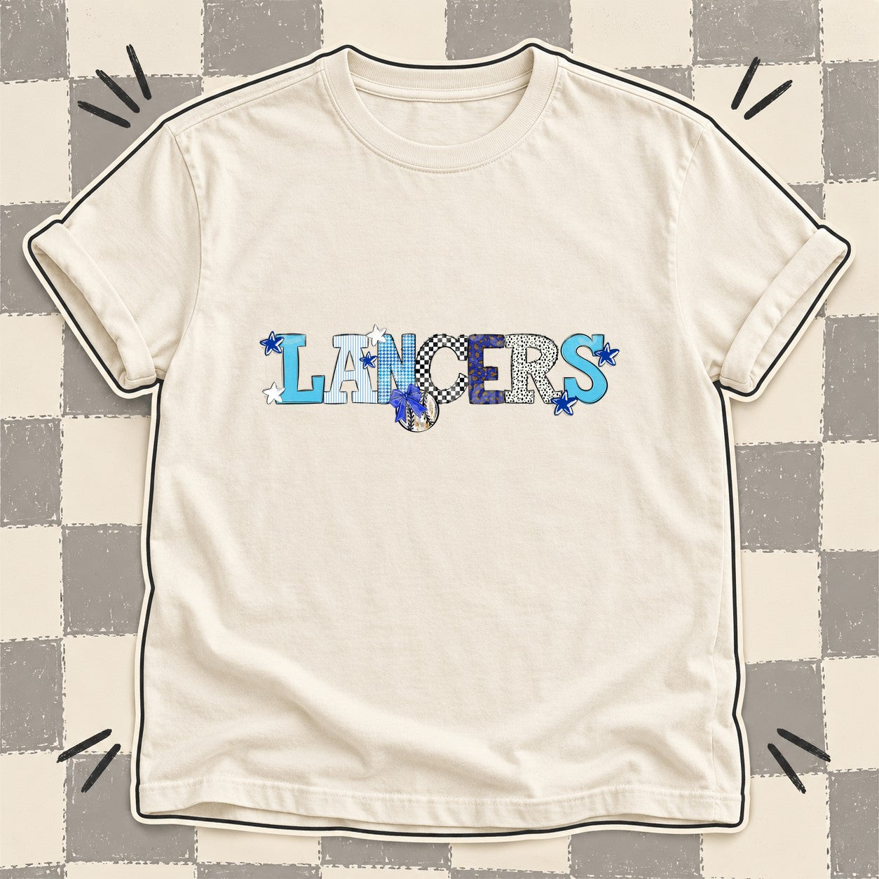 Mixed Doodle Baseball Mascots – Mascot Colors Lancers Royal Blue White design