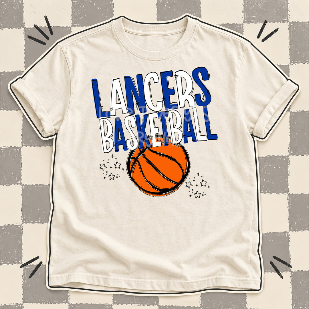 Lancers Royal Blue White Team Go Basketball Mascots DTF transfer