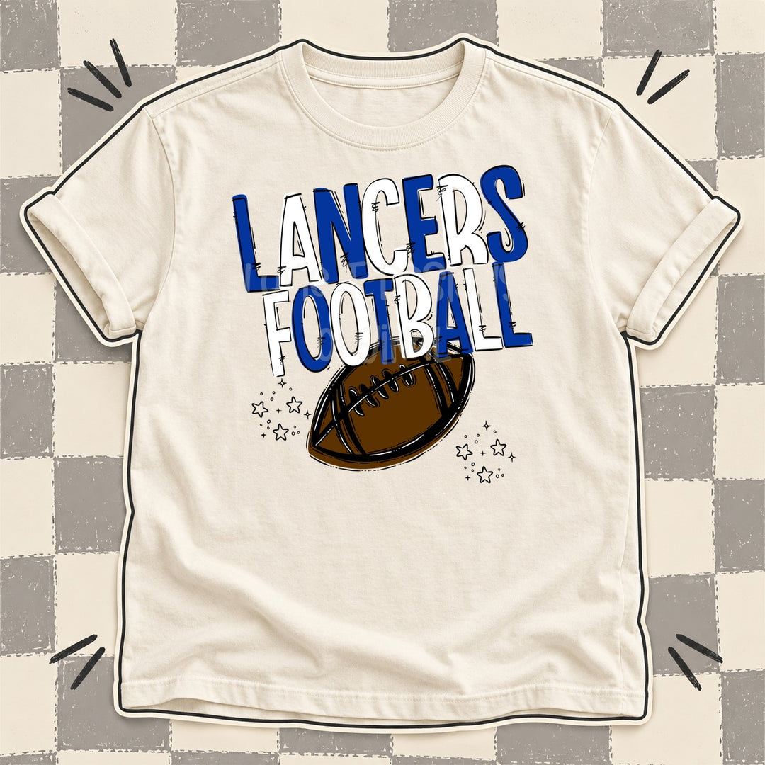 Lancers Royal Blue White Team Go Football Mascots DTF transfer mockup