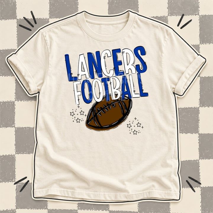 Lancers Royal Blue White Team Go Football Mascots DTF transfer mockup