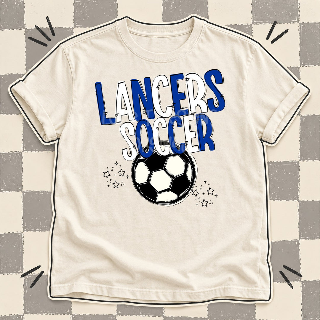 Lancers Royal Blue White Team Go Soccer Mascots DTF transfer mockup