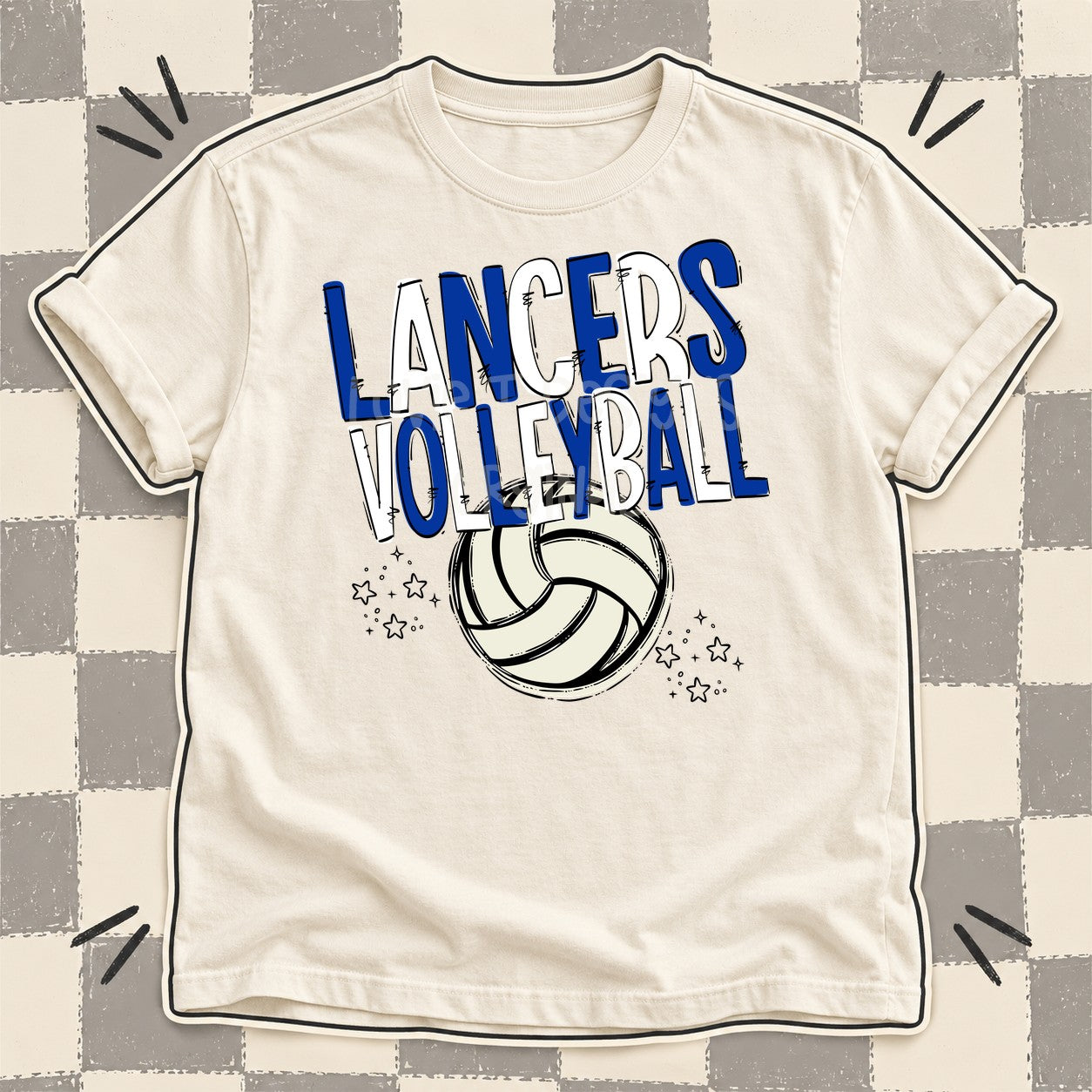 Team Go Volleyball Mascots Lancers Royal Blue White design