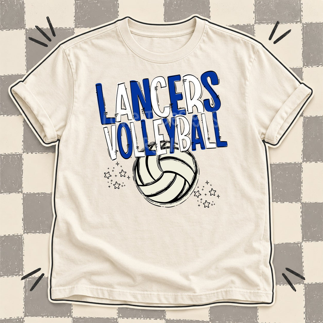 Lancers Royal Blue White Team Go Volleyball Mascots DTF transfer mockup