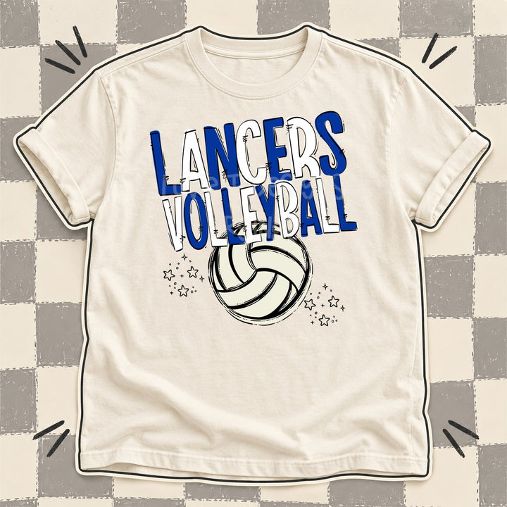 Lancers Royal Blue White Team Go Volleyball Mascots DTF transfer mockup