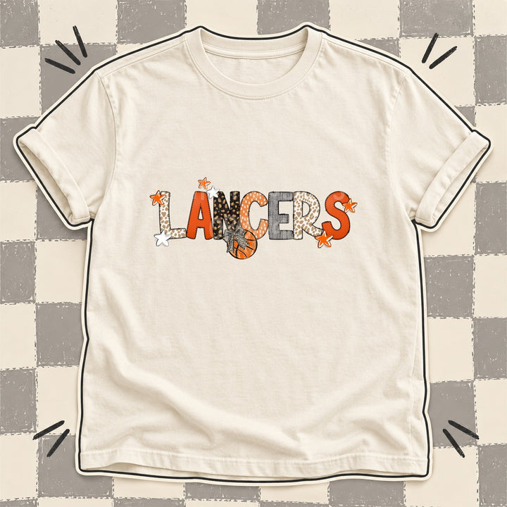 Lancers Mixed Doodle Basketball Mascots – Orange and Brown DTF transfer mockup