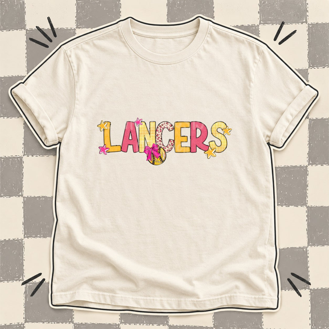 Lancers Mixed Doodle Softball Mascots – Stitched Softball DTF transfer mockup