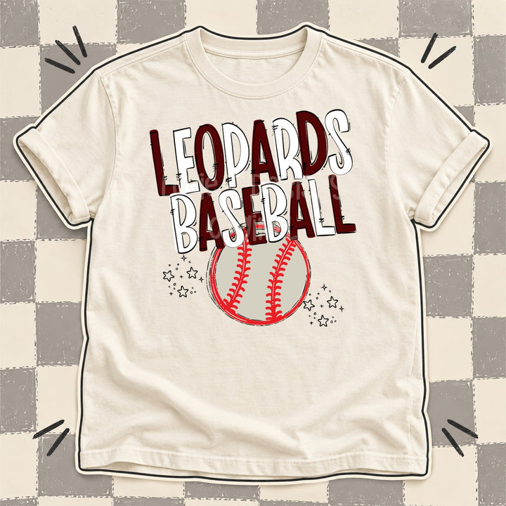 Leopards Maroon White Team Go Baseball Mascots DTF transfer mockup